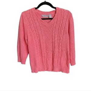 Liz Clairborne Lightweight Woven V Neck Sweater Large